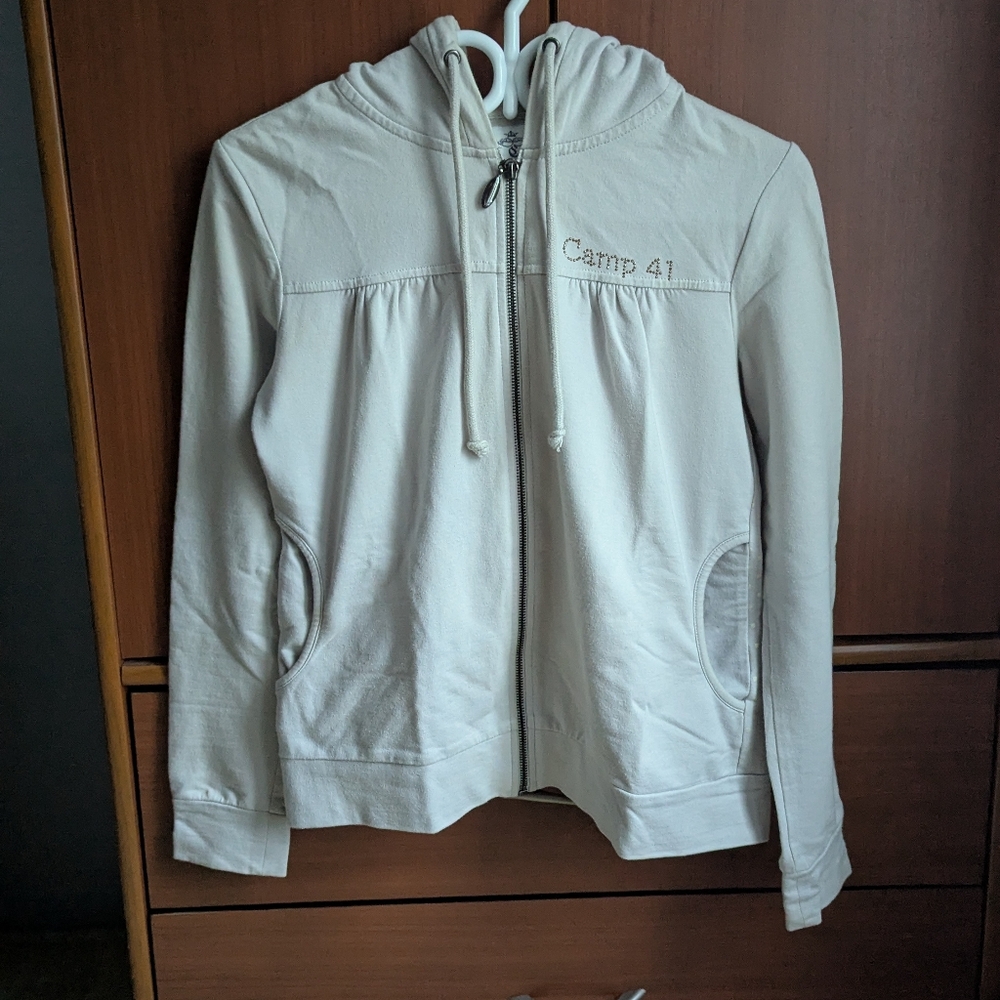 Clockhouse by C&A cotton zip hoodie with girl scout graphic on back size L